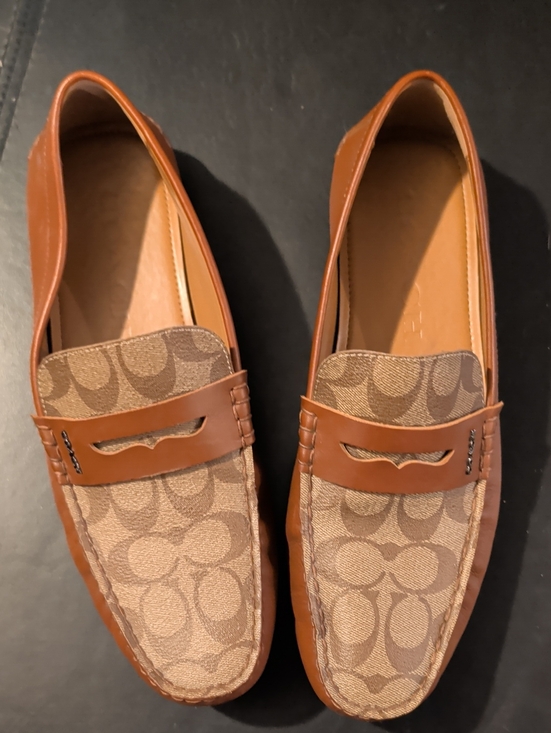 Coach Other - Coach Men's Tan & Signature Canvas Penny Loafers